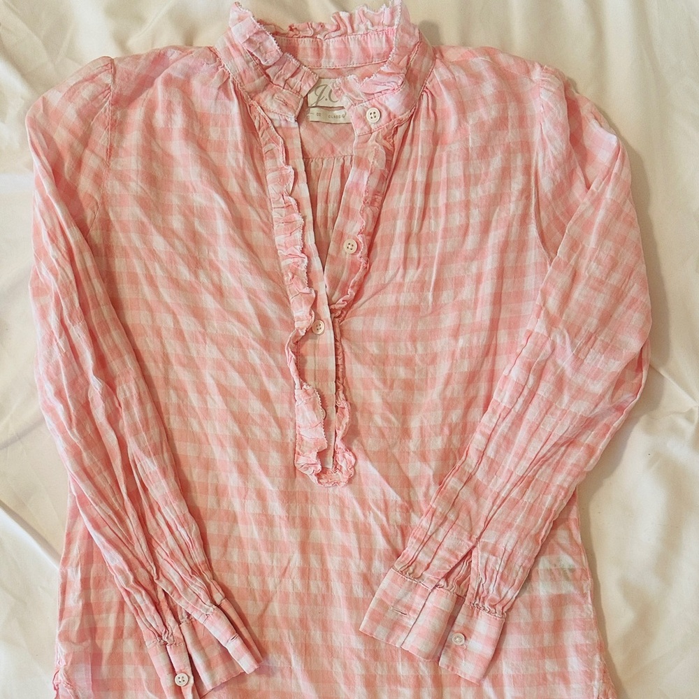 J. Crew Pink & White Gingham Tunic, Size 00